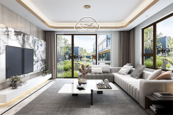 万科翡翠公园178平米现代轻奢风格装建软装成效图