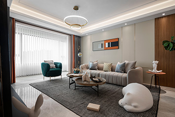 万科翡翠公园147平米现代风格装建软装实景图 